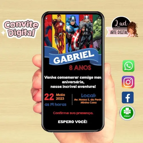Convite Digital Os Vingadores