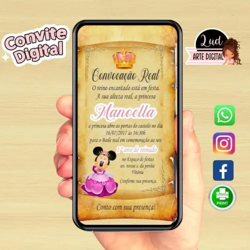 Convite Digital Minnie Realeza