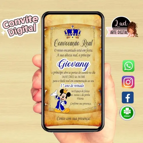 Convite Digital Mickey Realeza