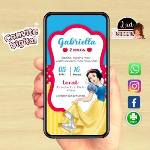 Convite Digital Branca De Neve