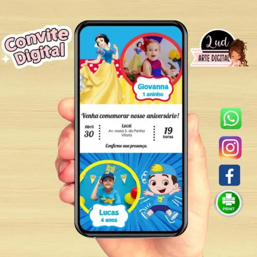 Convite Digital Dois Temas Duplo
