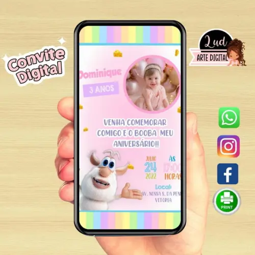 Convite Digital Com Foto Booba Menina