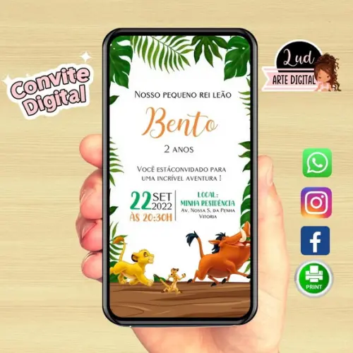 Convite Digital Rei Leão