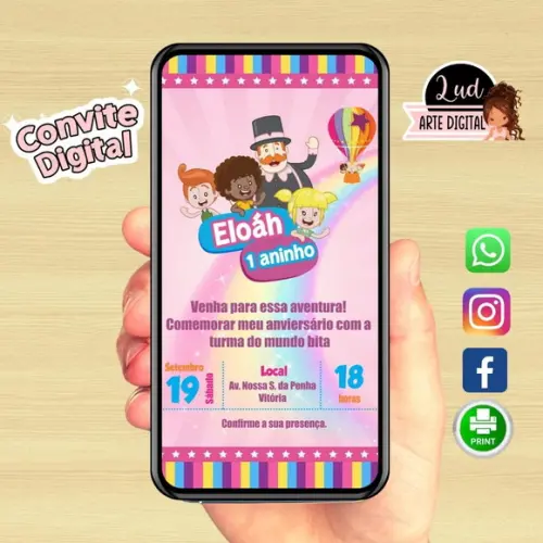 Convite Digital Mundo Bita menina