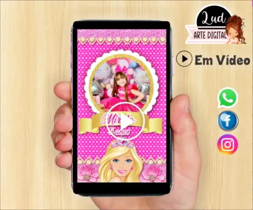 Convite Animado Vertical Barbie