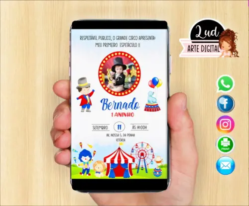 Convite Digital com foto Circo