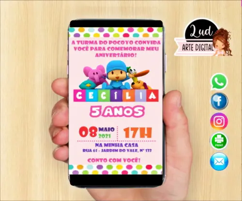 Convite Digital Pocoyo Menina
