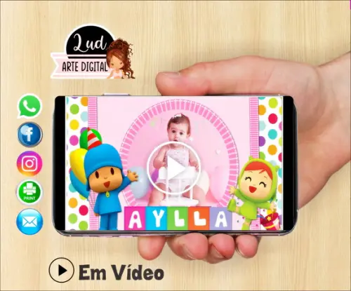 Convite Animado Pocoyo menina