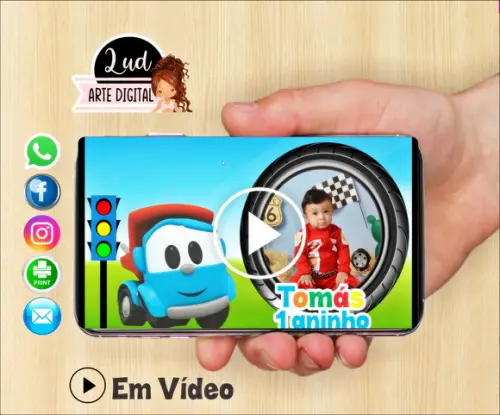 Convite Animado Léo o caminhão