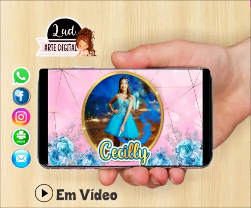 Convite Animado 15 anos Rosa e Azul