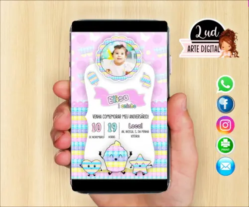 Convite Digital com foto Pop it