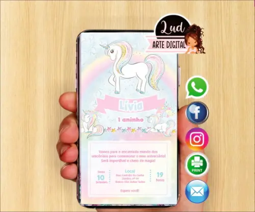 Convite Digital unicórnio