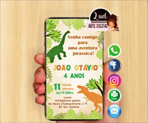 Convite Digital dinossauro