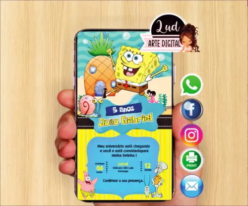 Convite Digital Bob Esponja