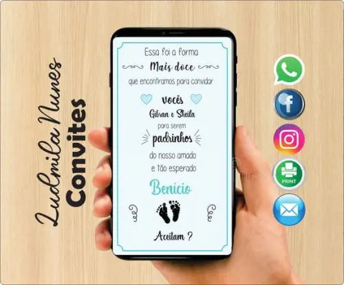 Convite Digital Padrinhos de Batismo