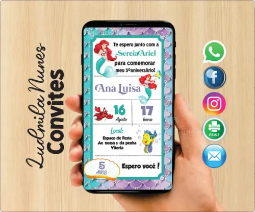 Convite digital Sereia Ariel