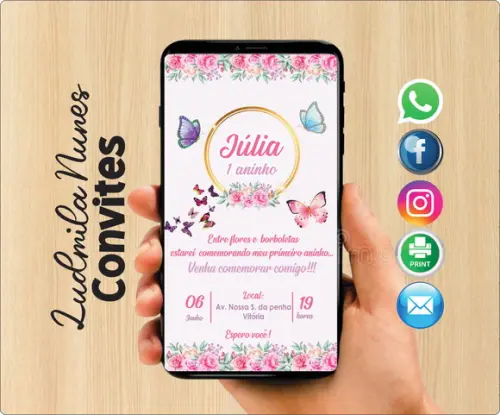 Convite Digital Jardim das borboletas