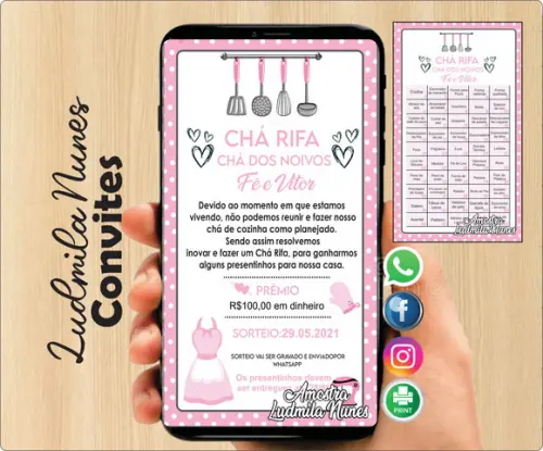 Convite Chá Rifa de Cozinha/Panela
