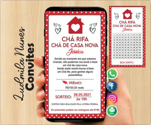 Convite Chá Rifa de Casa Nova /noivos/ Cozinha/panela