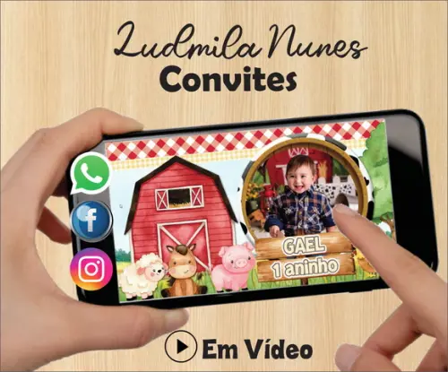Convite Animado Fazendinha aquarela + lembrete digital