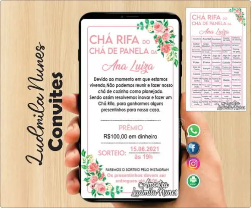 Convite Chá Rifa de Cozinha/Panela