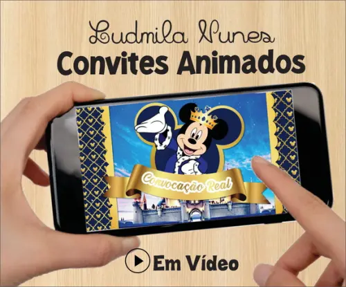 Convite Animado Mickey Realeza