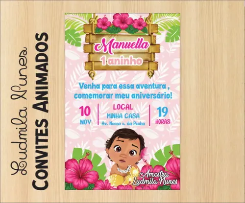 Convite Digital Moana Baby
