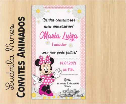 Convite digital Minnie rosa