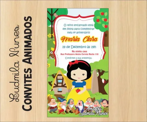 Convite Digital Branca De Neve Cute