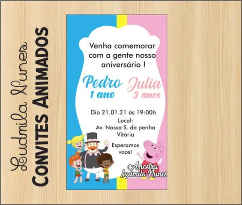Convite Digital 2 temas - bita e pepa