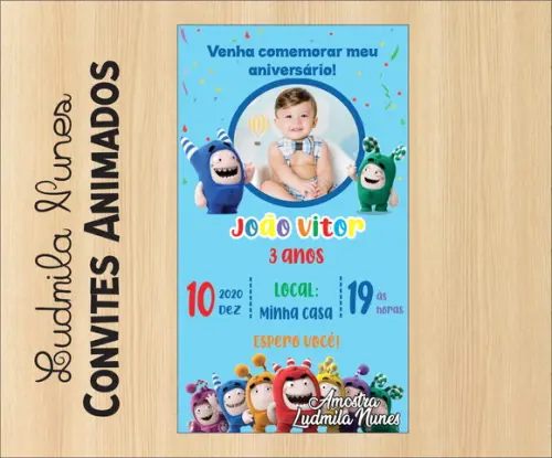 Convite Digital com foto oddbods