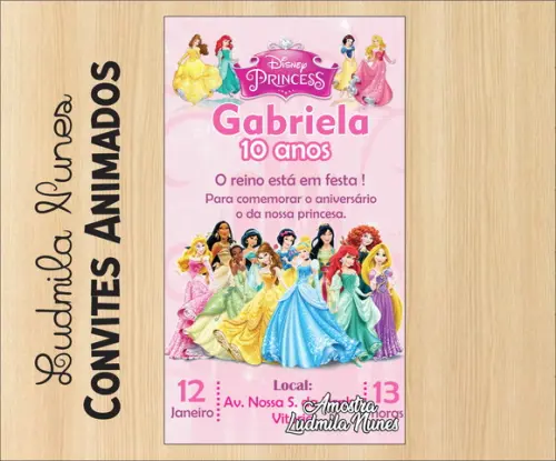 Convite Digital Princesas Disney