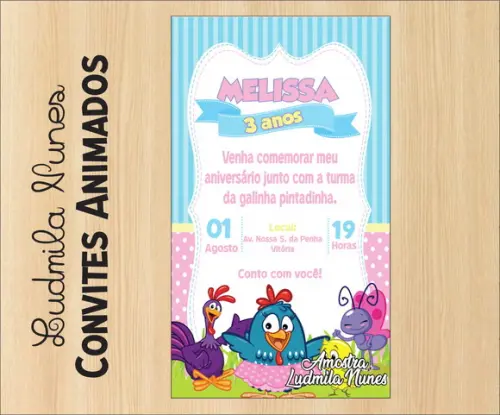Convite Digital Galinha Pintadinha rosa