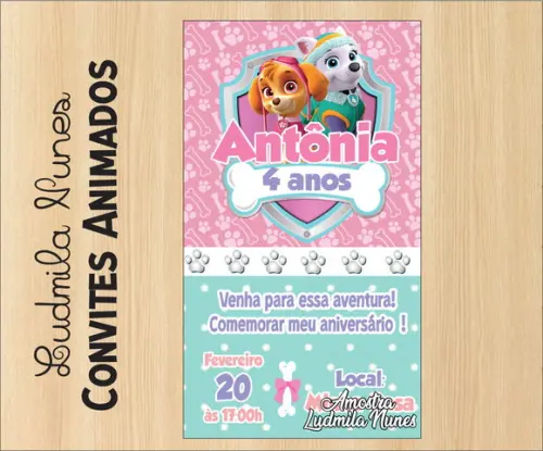 Convite Digital Patrulha Canina Menina