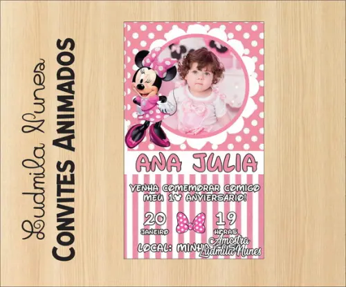 Convite digital Minnie rosa