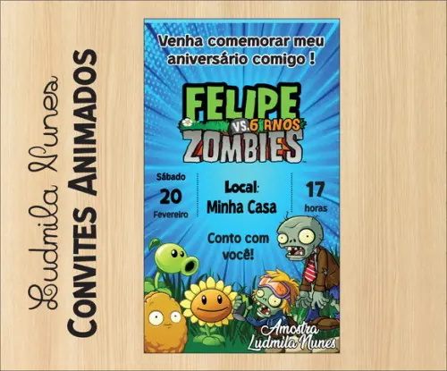 Convite Digital Plants Vs Zombies