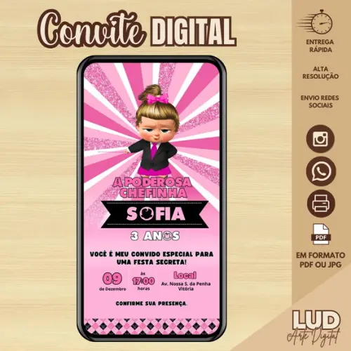 Convite Digital Poderosa Chefinha Loira