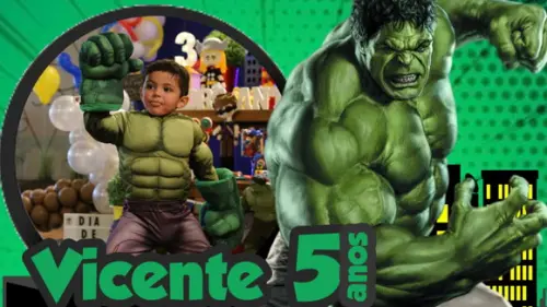 Convite Animado hulk + Convite Digital com foto Lembrete