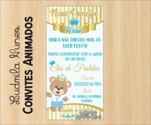 Convite Digital Chá de Fraldas ursinho