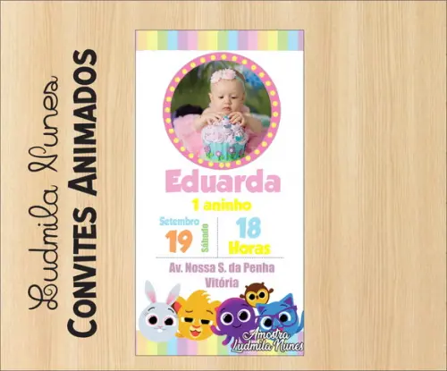 Convite Digital com foto bolofofos menina