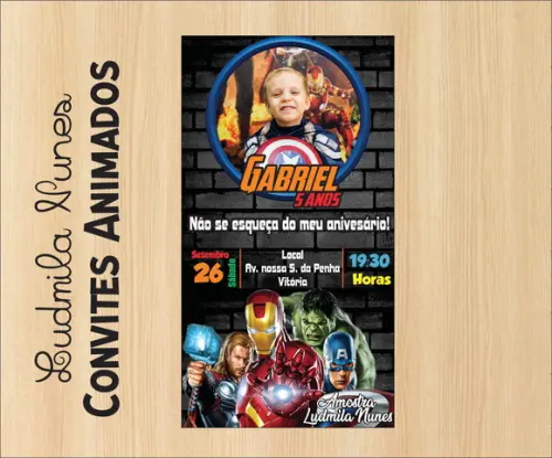 Convite Digital Com foto Os Vingadores