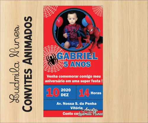 Convite Digital com foto Homem Aranha