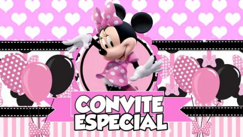 Convite Animado Minnie Rosa