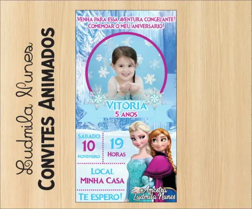 Convite Digital com foto Frozen Ana e elza