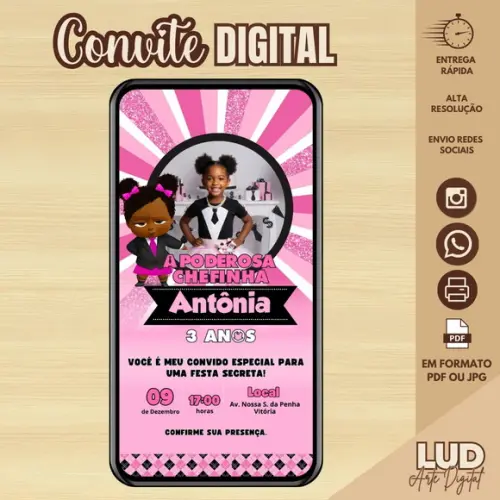 Convite Digital com Foto Poderosa Chefinha Negra