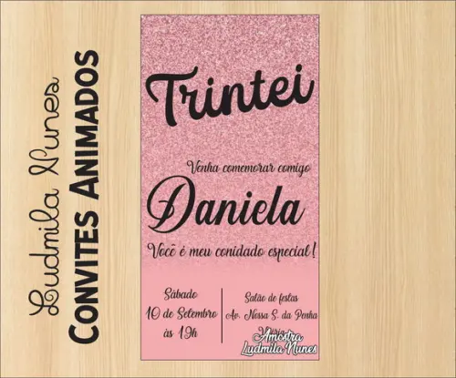 Convite Digital Rosa e preto