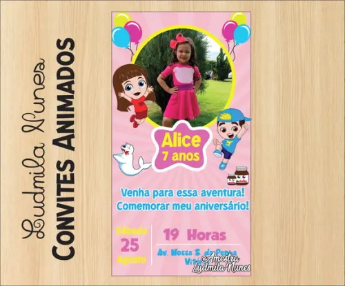 Convite Digital com foto Luccas Neto menina