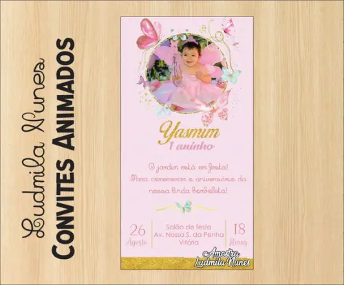 Convite Digital com foto Jardim das borboletas