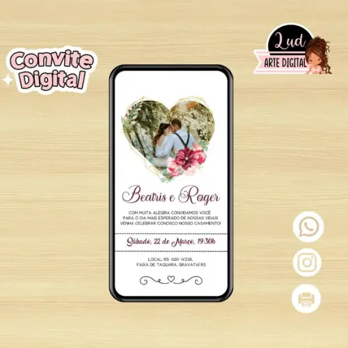 Convite Digital com foto Casamento
