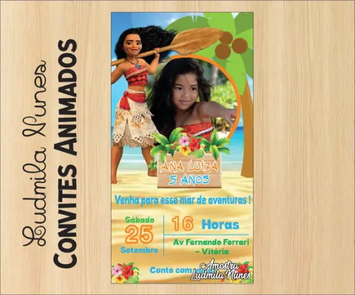 Convite Digital com foto Moana